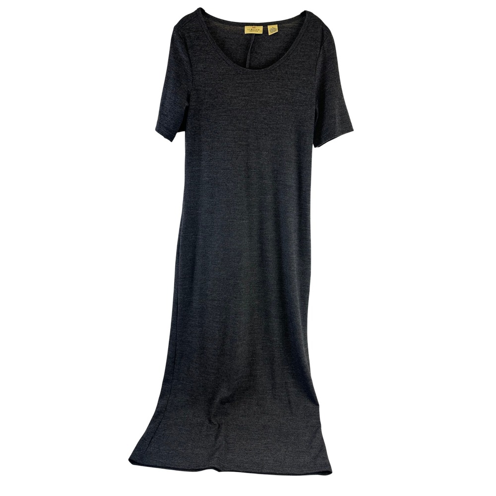 Limited America Maxi Dress Charcoal Gray 90s Minimalist Wool Blend Fitted Size 4